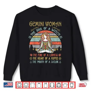 Sweatshirt Gemini Woman The Soul Of A Witch Vintage Birthday Gift Shirt