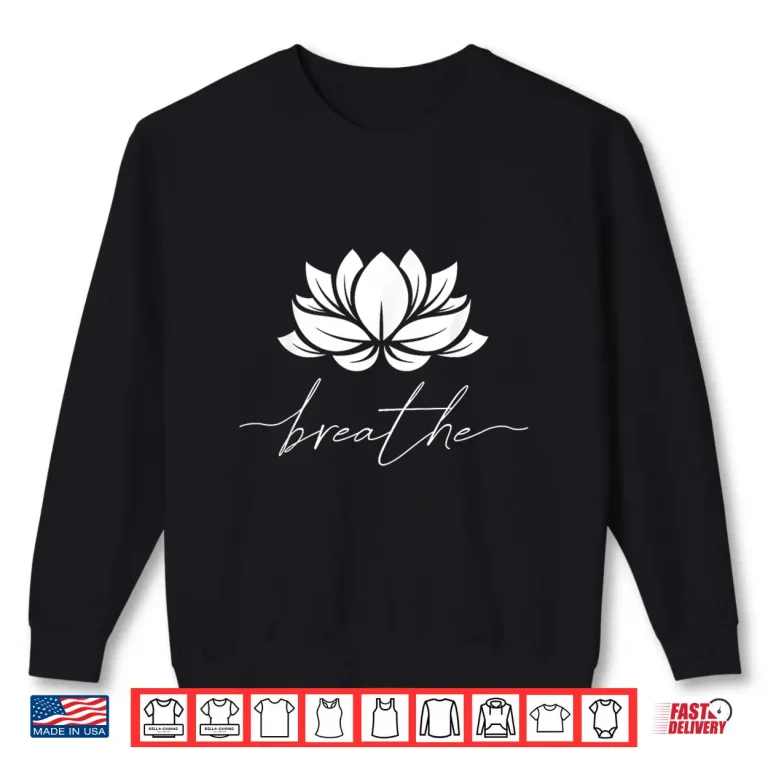 Sweatshirt Lotus Flower Line Art Summer Breathe Meditation Yoga Blossom Shirt