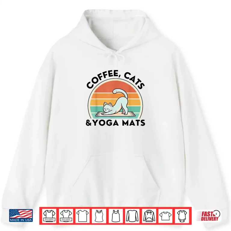 Hoodie Coffee Cats And Yoga Mats Meditation Women Men Shirt