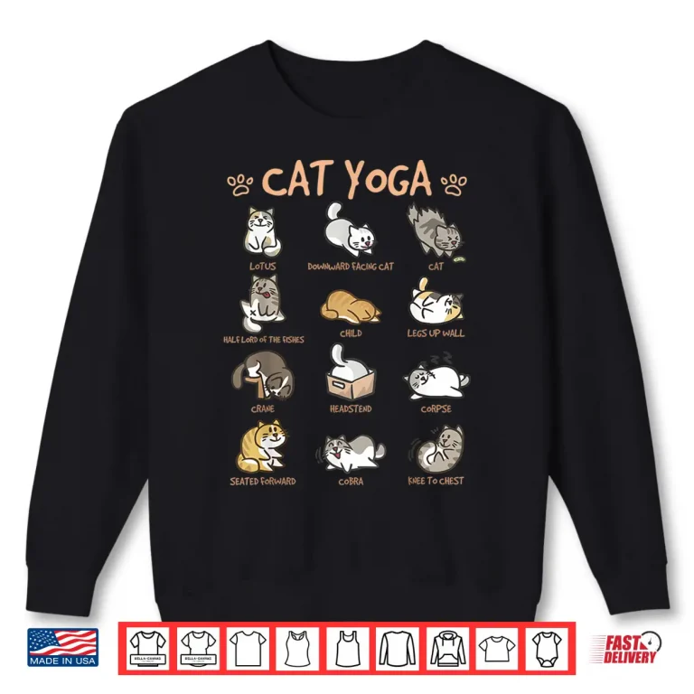 Sweatshirt Cat Yoga Poses Cats Practicing Mindfulness Meditation Kitten Shirt