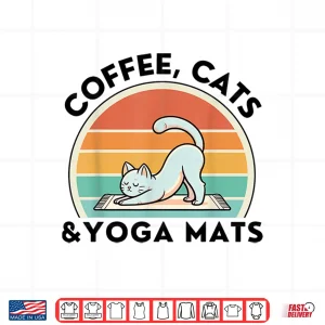 Design Coffee Cats And Yoga Mats Meditation Women Men Shirt