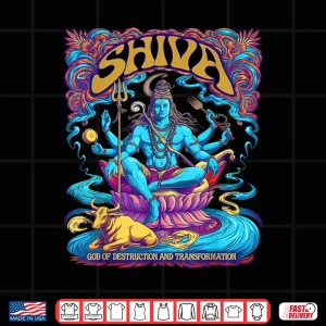 Design Shiva Print Hindu God Mens Womens Spiritual Tops Shirt