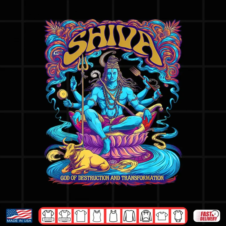 Design Shiva Print Hindu God Mens Womens Spiritual Tops Shirt