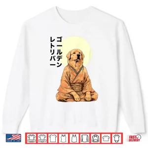 Sweatshirt Golden Retriever Dog Meditation Japan Zen Buddhism Kanji Red Shirt