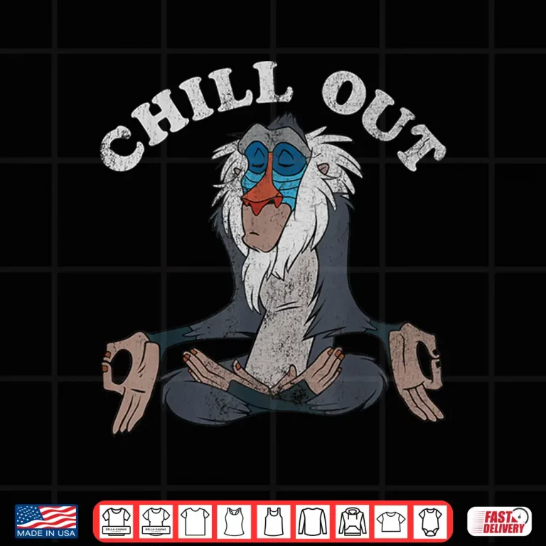Design Disney Lion King Rafiki Chill Out Meditation Graphic Shirt Shirt