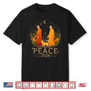 Walk For Peace Monks Journey 2026 With Dog Meditation Cool Shirt