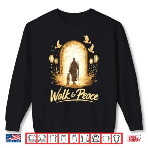 Sweatshirt Walk for Peace Spiritual Monk with Dog and Doves Shirt