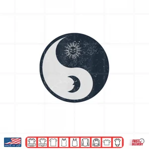 Design Meditation Yin Yang Sun Moon Distressed Shirt