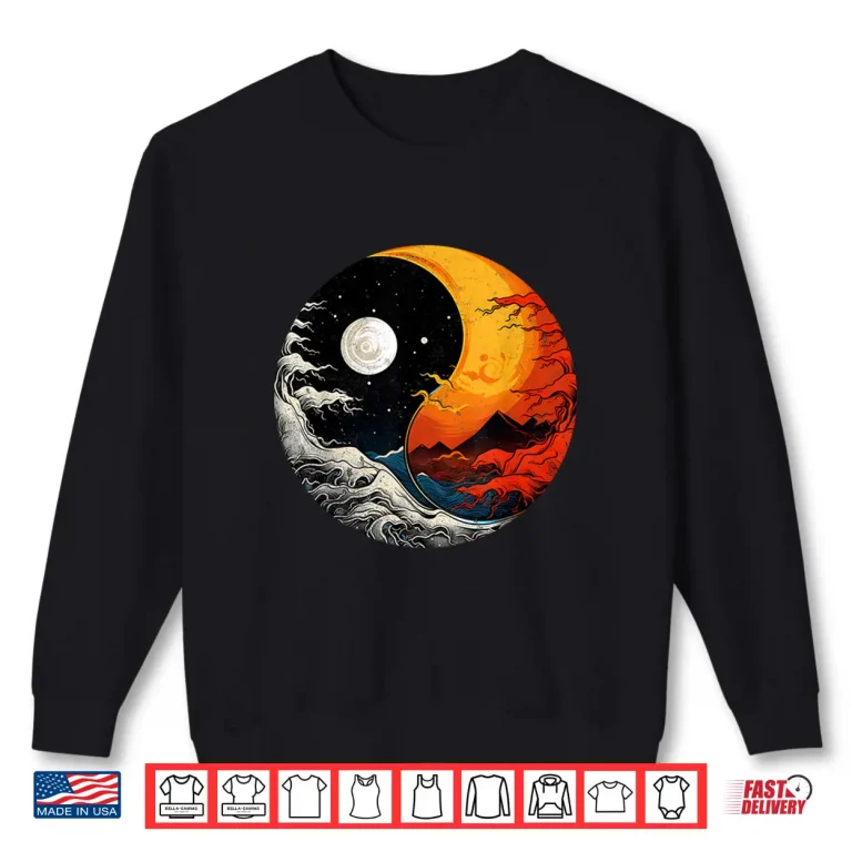 Sweatshirt Ying Yang Energy Meditation Watercolor Tai Chi Day Night Shirt