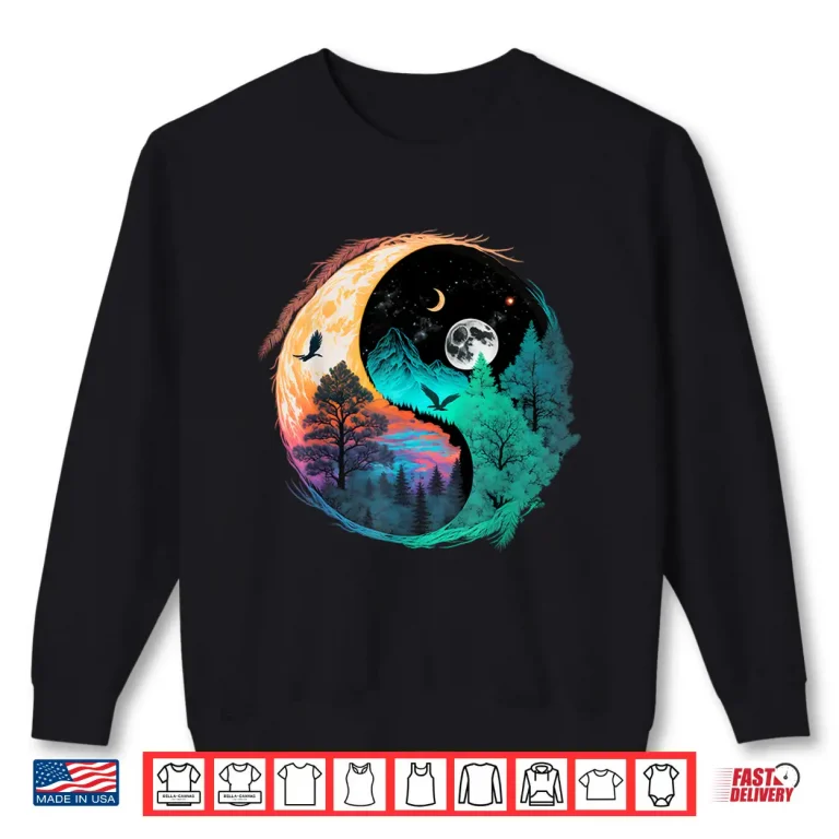 Sweatshirt Meditation Taoism Yin Yang Symbol on Nature Taijitu Yin Yang Shirt