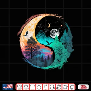 Design Meditation Taoism Yin Yang Symbol on Nature Taijitu Yin Yang Shirt