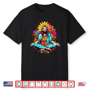 Jesus Christ Meditation Buddha Yoga Hippie Flower Love Shirt