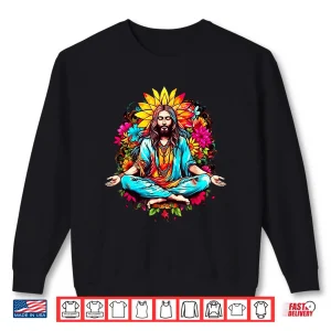 Sweatshirt Jesus Christ meditation Buddha yoga hippie flower love Shirt
