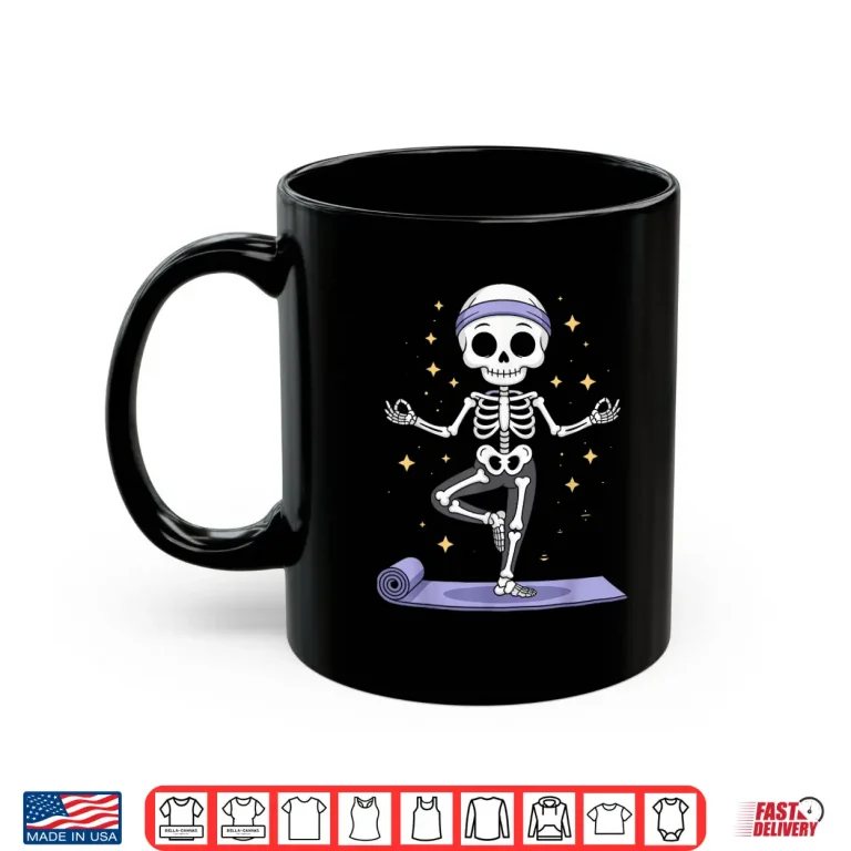 Mug Skeleton Yoga Halloween Meditation Shirt