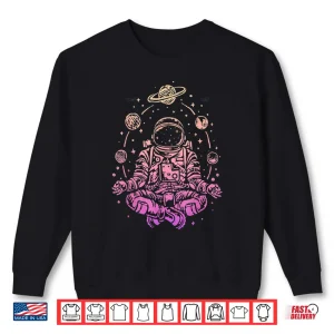 Sweatshirt Colorful Lotus Meditating Astronaut Yoga Planets Universe Shirt