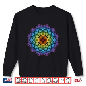 Sweatshirt Mandala Buddhism Mindfulness Meditation Yoga Rainbow Boho Shirt