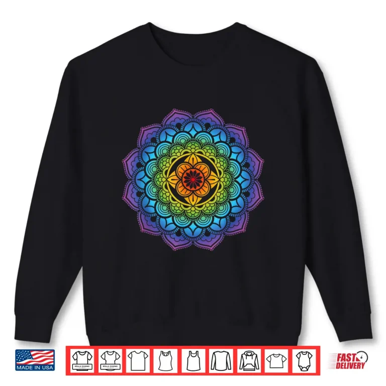 Sweatshirt Mandala Buddhism Mindfulness Meditation Yoga Rainbow Boho Shirt