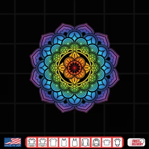 Design Mandala Buddhism Mindfulness Meditation Yoga Rainbow Boho Shirt
