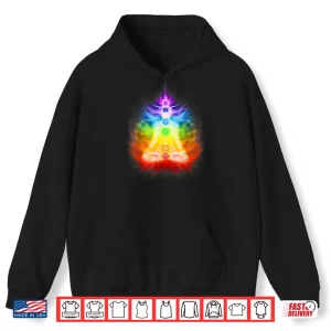 Hoodie Seven Chakras and Emanating Energy Aura Yoga Meditation Shirt