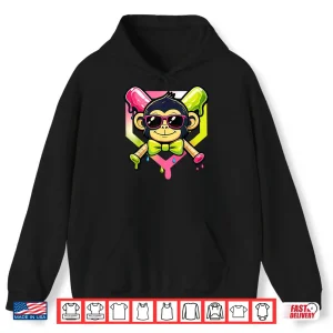 Hoodie Cute Party Animals Baseball Funny Monkey Sunglasses Shirt