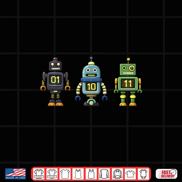 Design Binary Robot 01 10 11 Cute Coding Robot Kids STEM Programmer Shirt