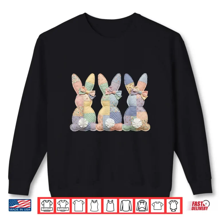Sweatshirt Easter Patchwork Bunny Cute Bunny Rabbit Coquette Lace Bow Shirt