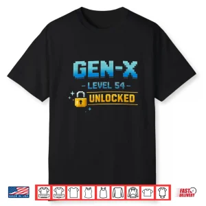 Gen X Level 54 Unlocked Retro Gamer Vintage Birthday Shirt