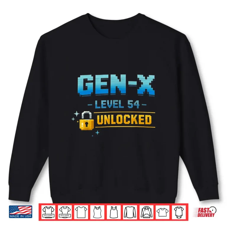 Sweatshirt Gen X Level 54 Unlocked Retro Gamer Vintage Birthday Shirt