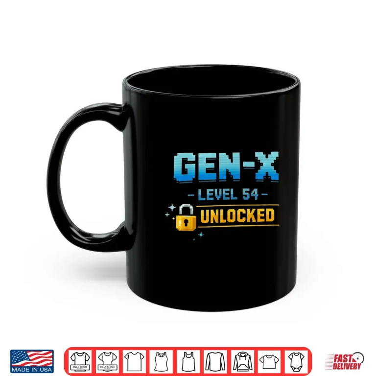 Mug Gen X Level 54 Unlocked Retro Gamer Vintage Birthday Shirt
