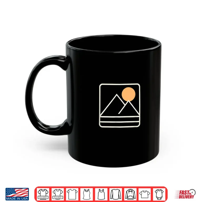 Mug Mountain Sunrise Minimalist Retro Nature Graphic Tee Shirt