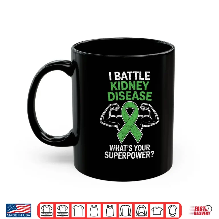 Mug I Battle Kidney Disease Awareness Ribbon CKD Fighter Warrior Shirt