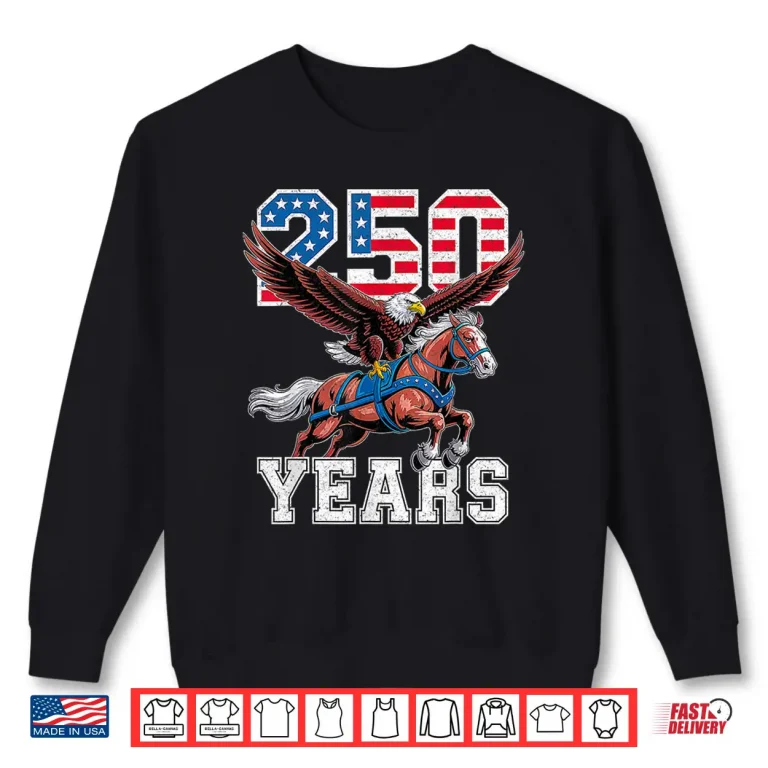 Sweatshirt Retro USA 250th Anniversary Bald Eagle and Clydesdale Horse Shirt