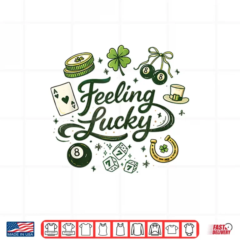 Design Feeling Lucky Green Clover Horseshoe Dice Lucky Charms Shirt
