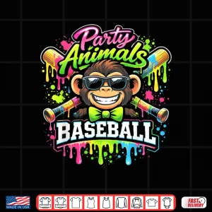 Design Party Animals Baseball Monkey Shirt Shirt