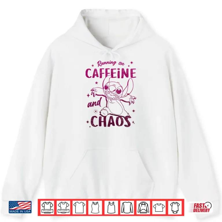 Hoodie Disney Lilo Stitch Running On Caffeine And Chaos Big Logo Shirt