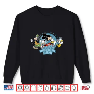 Sweatshirt Disney Mickey Goofy and Donald Run Run Run Marathon Running Shirt