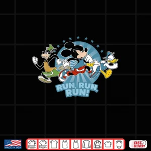 Design Disney Mickey Goofy and Donald Run Run Run Marathon Running Shirt