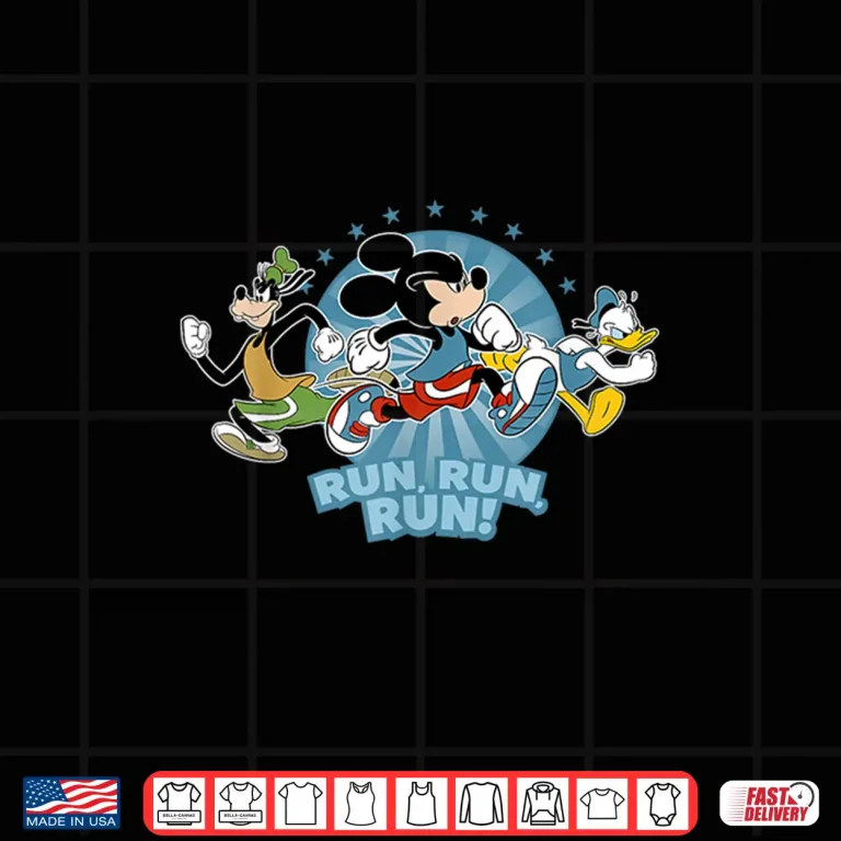 Design Disney Mickey Goofy and Donald Run Run Run Marathon Running Shirt