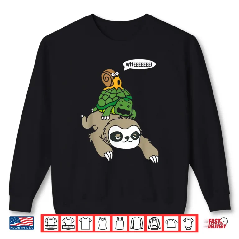 Sweatshirt Sloth Turtle Snail Piggyback T Shirt Animal Running Wild Tee