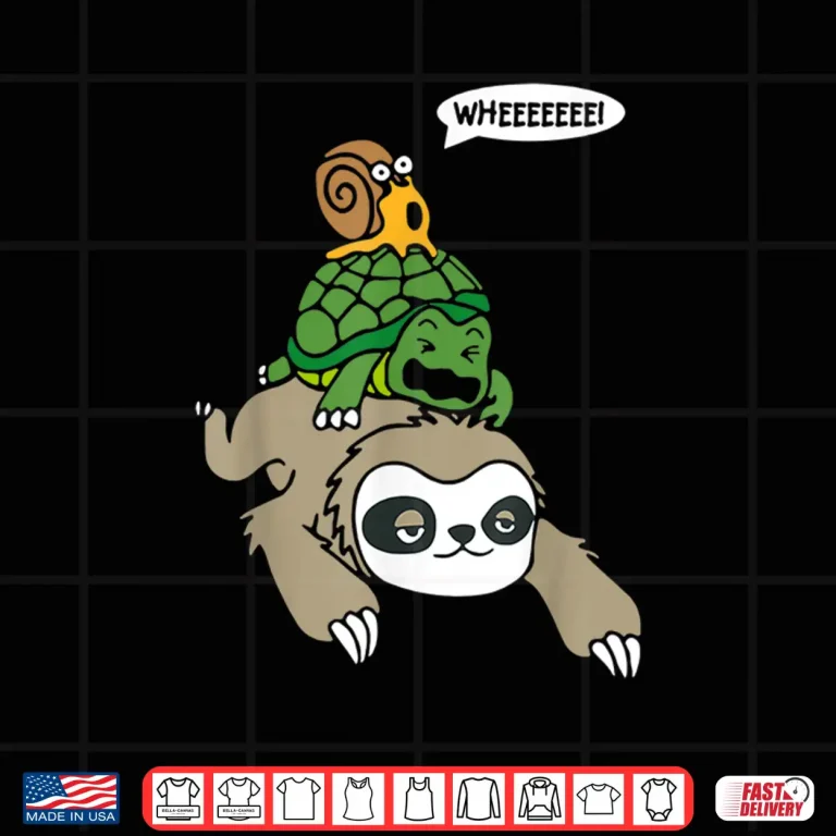 Design Sloth Turtle Snail Piggyback T Shirt Animal Running Wild Tee