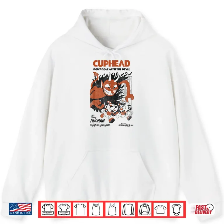 Hoodie Cuphead Mugman Running From The Devil Graphic Shirt