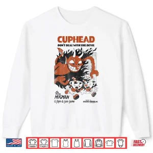 Sweatshirt Cuphead Mugman Running From The Devil Graphic Shirt