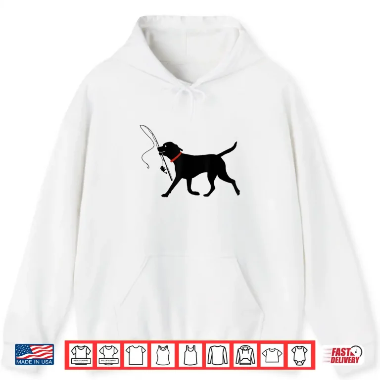 Hoodie Labrador Retriever Running Fly Fishing Black Lab Dog Shirt