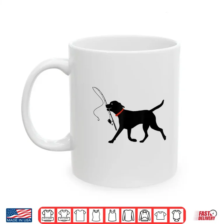 Mug Labrador Retriever Running Fly Fishing Black Lab Dog Shirt