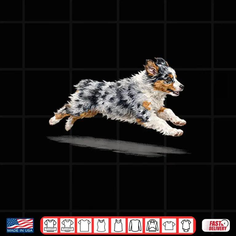 Design Retro Cute Running Dog Art Australian Shepherd Running Shirt
