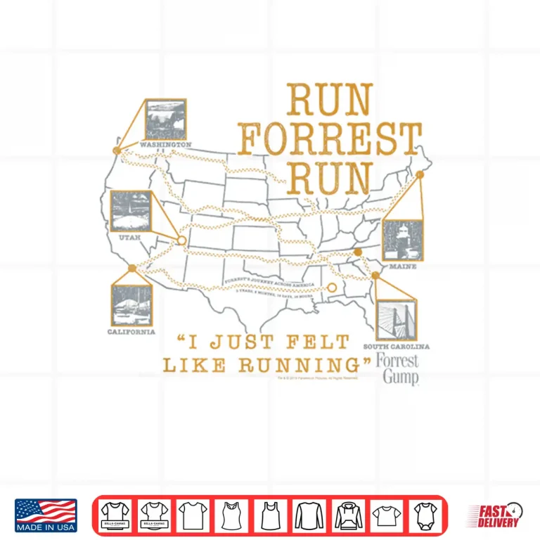 Design Forrest Gump I Just Felt Like Running United States Map Shirt