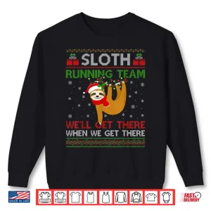 Sweatshirt Funny Sloth Running Team Xmas Lights Ugly Sloth Christmas Shirt