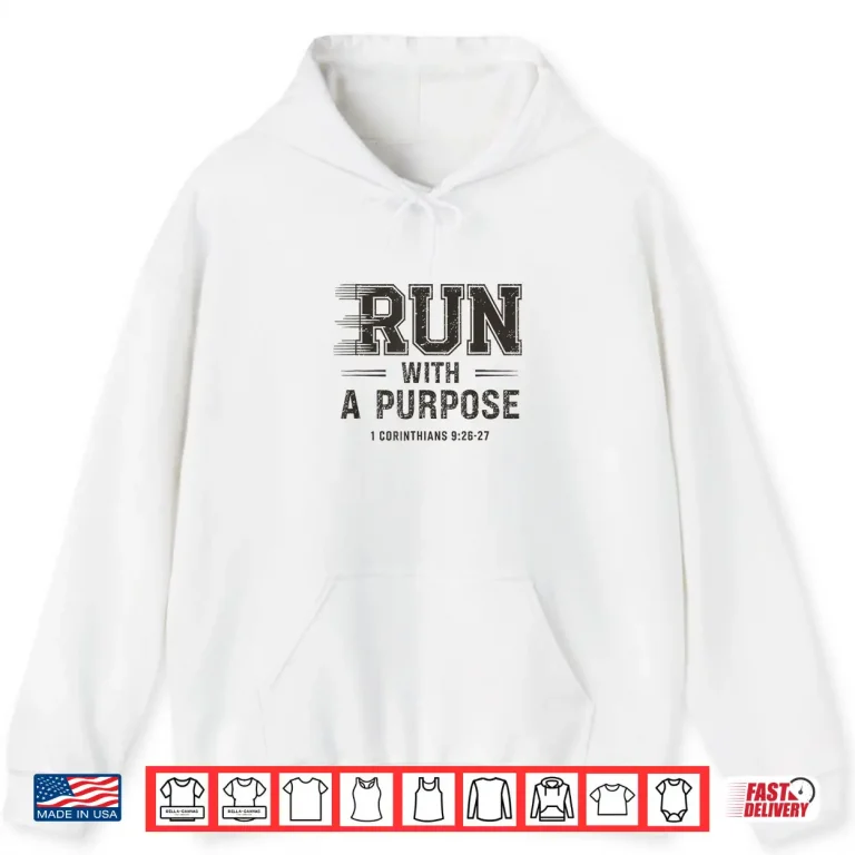 Hoodie Run With A Purpose Christian Running Workout Athlete Shirt