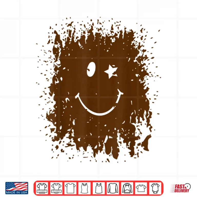 Design Funny Splash Mud Splatter Happy Smile Face Run Forest Gump Shirt