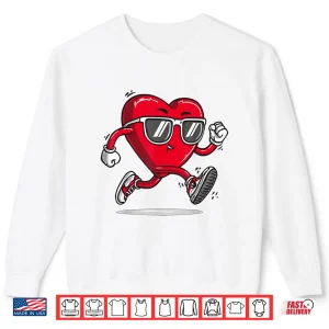 Sweatshirt Runner Heart Marathon Running Valentines Day Sunglasses Shirt